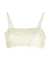 P.a.r.o.s.h Crop Top Sequin Spaghetti Straps In White