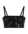 P.a.r.o.s.h Cropped Sequin Silhouette With Stretch Fit In Black