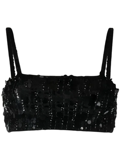 P.a.r.o.s.h Sequin-embellished Cropped Tank Top In Nero