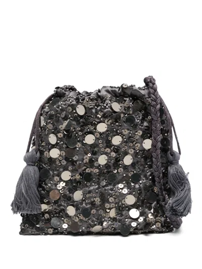 P.a.r.o.s.h Sequin-embellished Cross Body Bag In Grey