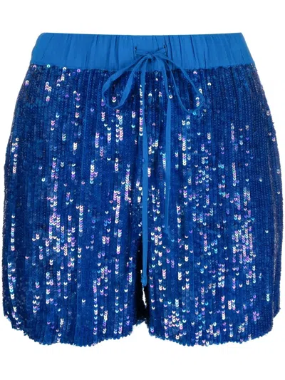 P.a.r.o.s.h Sequin-embellished Drawstring Shorts In Blue