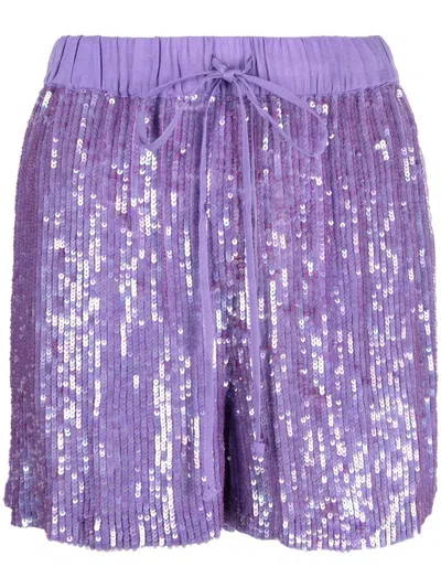 P.a.r.o.s.h Sequin-embellished Drawstring Shorts In Purple