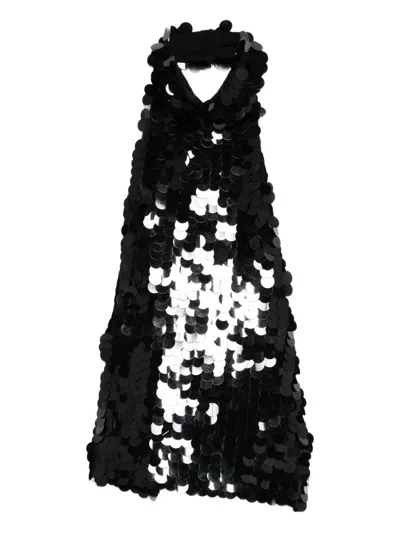 P.a.r.o.s.h Sequin-embellished Halterneck Top In Black