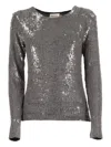P.a.r.o.s.h Sequin-embellished Long-sleeve T-shirt In Gray
