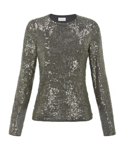 P.a.r.o.s.h Sequin-embellished Long-sleeve T-shirt In Gray