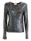 P.a.r.o.s.h Sequin-embellished Long-sleeve Top In Gray