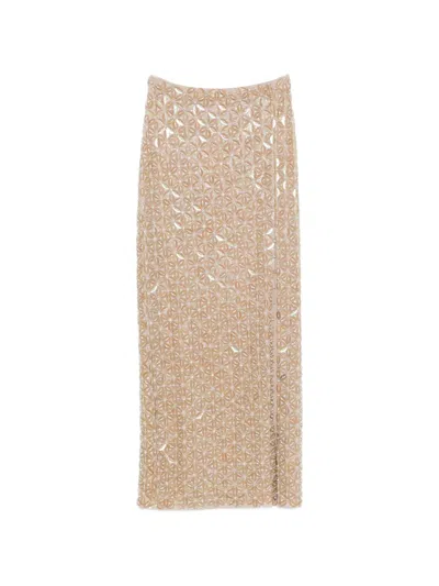 P.a.r.o.s.h Sequin-embellished Maxi Skirt In Neutral