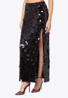 P.a.r.o.s.h Sequin Embellished Maxi Skirt With Slit In Black