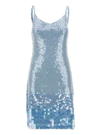 P.a.r.o.s.h Iridescent Sequin-embellished Mini Dress In Blue