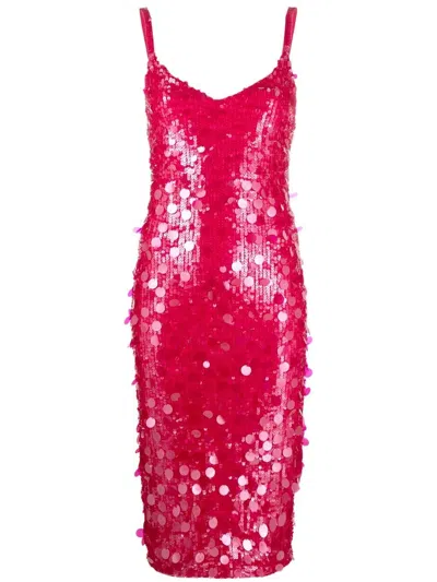 P.a.r.o.s.h Sequin-embellished Midi Dress In Pink