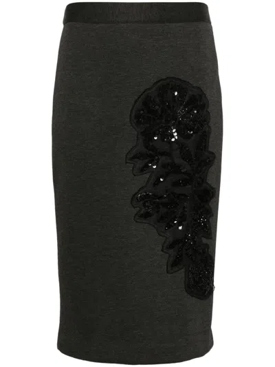P.a.r.o.s.h Sequin-embellished Midi Skirt In Black