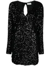 P.a.r.o.s.h Sequin-embellished Minidress Keyhole Detail In Nero