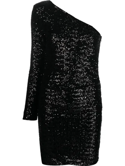 P.a.r.o.s.h Sequin-embellished One-shoulder Dress In Black