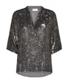 P.a.r.o.s.h Metallic Sequin Blouse With V Neck In Tech Fabric Woman
