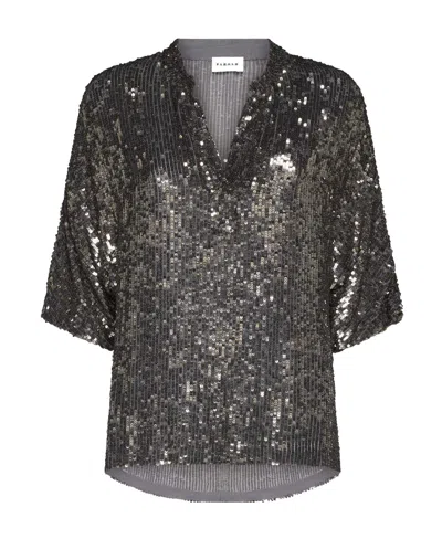 P.A.R.O.S.H P.A.R.O.S.H. SEQUIN V-NECK STRAIGHT HEM TOP
