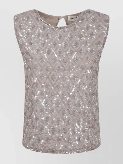 P.A.R.O.S.H SEQUIN EMBELLISHED SLEEVELESS DIAMOND PATTERN TOP