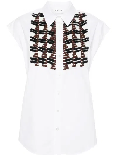 P.a.r.o.s.h Sequin-embellished Sleeveless Shirt In White