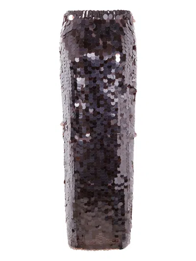 P.a.r.o.s.h Sequin-embellished Split Skirt In Brown