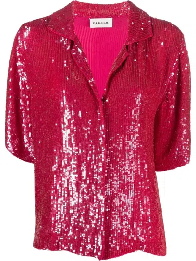 P.a.r.o.s.h Sequin-embellished Spread-collar Shirt In Pink