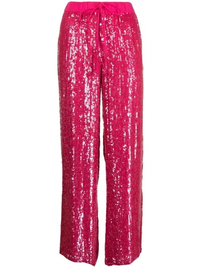 P.a.r.o.s.h Sequin-embellished Straight-leg Trousers In Pink