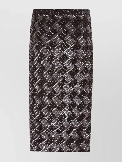 P.A.R.O.S.H SEQUIN EMBELLISHED STRETCH MIDI SKIRT