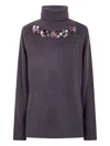 P.a.r.o.s.h Parosh Turtle Neck Embroidered In Gray