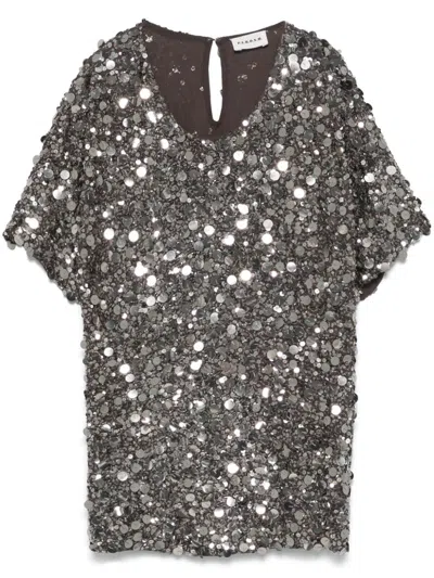 P.a.r.o.s.h Sequin-embellished T-shirt In Grey