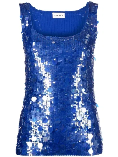 P.a.r.o.s.h Sequin-embellished Tank Top In Blue
