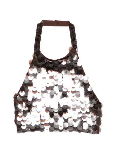 P.a.r.o.s.h Sequin-embellished Top In Brown
