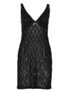 P.a.r.o.s.h V-neck Sequin Detail Mini Dress In Black