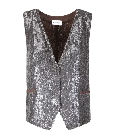 P.a.r.o.s.h . Sequin Embellished V-neck Gilet In Gray