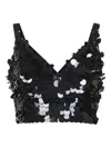 P.a.r.o.s.h Sequin-embellished V-neck Top In Black