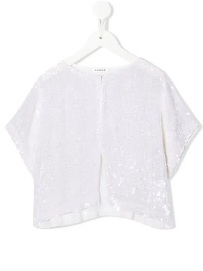 P.a.r.o.s.h Kids' Sequin-embellished Wide-sleeve Jacket In White