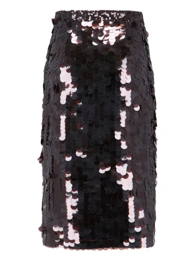 P.a.r.o.s.h Sequin-embellishment Midi Skirt In Brown