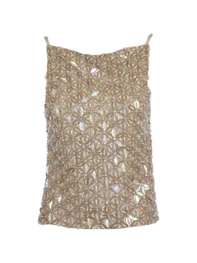 P.a.r.o.s.h Sequin Embroidered Top In Brown