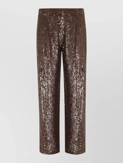 P.a.r.o.s.h Sequin Flare Tailored Trousers Formal Design In Brown
