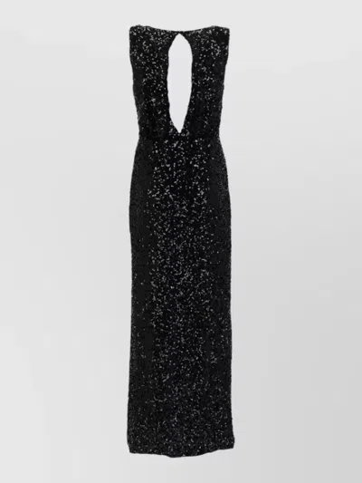 P.a.r.o.s.h Sequin Floor Length Dress Deep V Neck