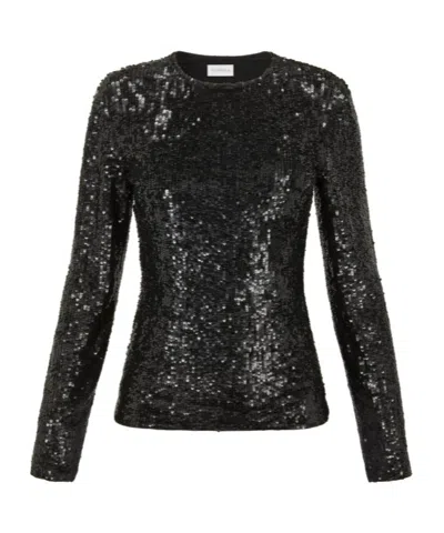 P.a.r.o.s.h Sequin Long-sleeve Blouse In Black