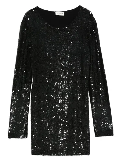 P.a.r.o.s.h Sequin Long-sleeve Dress In Black