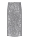 P.a.r.o.s.h Midi Skirt With Elastic Waistband And Sequins In Gray