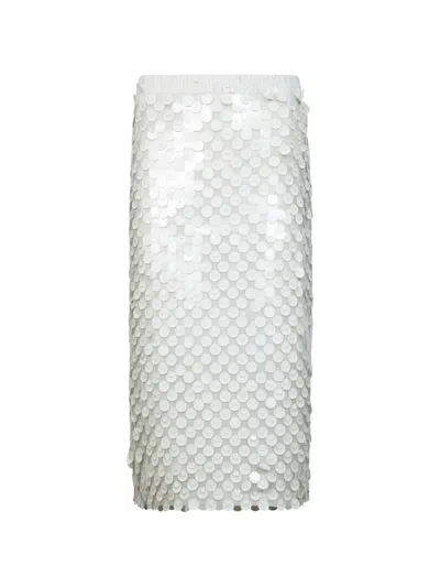 P.a.r.o.s.h Sequin Midi Skirt In White