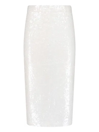 P.a.r.o.s.h Sequin Midi Skirt In White