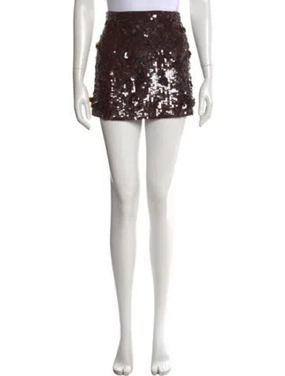 Pre-owned P.a.r.o.s.h Sequin Mini Skirt In Brown