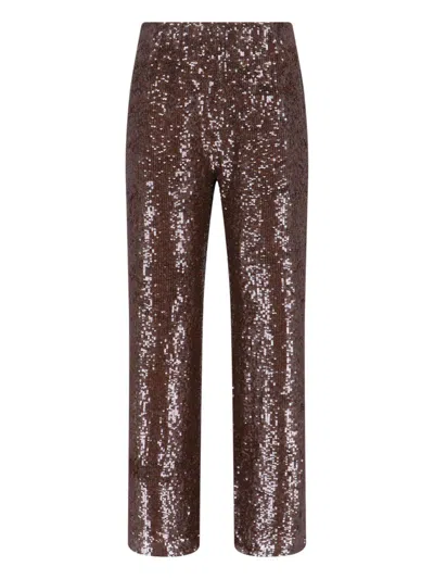 P.a.r.o.s.h Sequin Pants In Brown