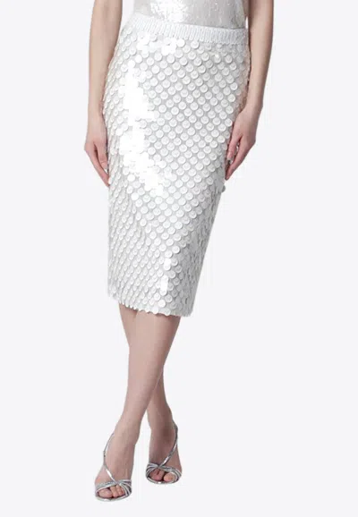 P.a.r.o.s.h Sequin Pencil Skirt In White