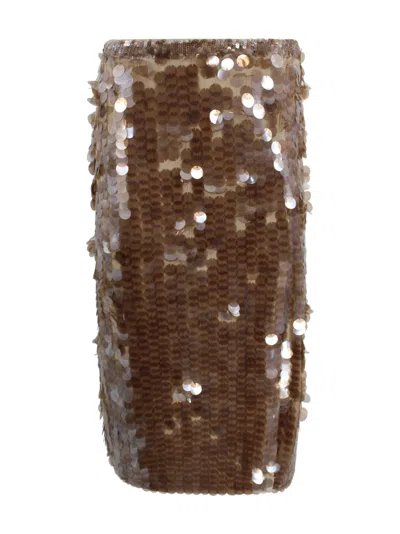 P.a.r.o.s.h Sequin Skirt With Slit In Gold