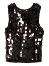 P.a.r.o.s.h Sequin Sleeveless Top In Black