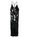 P.a.r.o.s.h Sequin Spaghetti-strap Dress In Black
