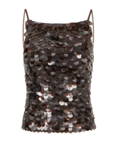 P.a.r.o.s.h Sequin Straps Top In Brown