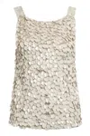 P.a.r.o.s.h Beige Sleeveless Rhinestoned Top
